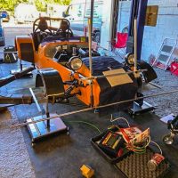 Caterham 7 during corner weight measurement