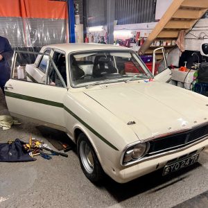 Lotus Cortina in the Kent Motorsport workshop
